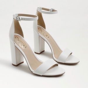 Sam Edelman Yaro block strappy sandals in white leather size 6.5